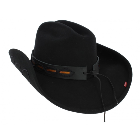 Chapeau de Cowboy Jesse Feutre Laine Noir - Bullhide