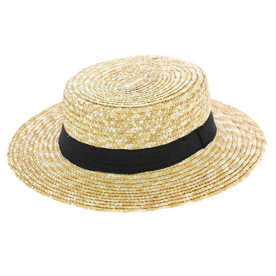 Large Size Natural Straw Boater Hat - Traclet
