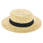 Large Size Natural Straw Boater Hat - Traclet