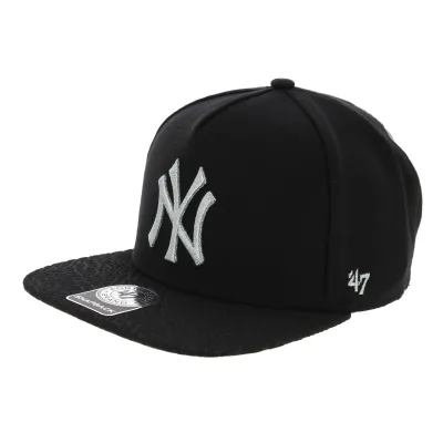 Snapback Visière Plate Craquelée NY Yankees Noir & argent - 47 Brand