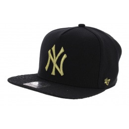 NY Yankees Black & Gold Crackled Visor Snapback - 47 Brand