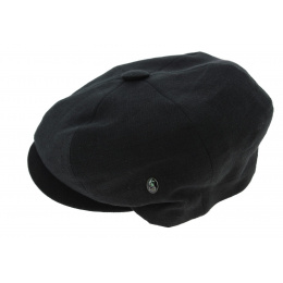 Newsboy Style Cliche Linen Cap Black - City Sport