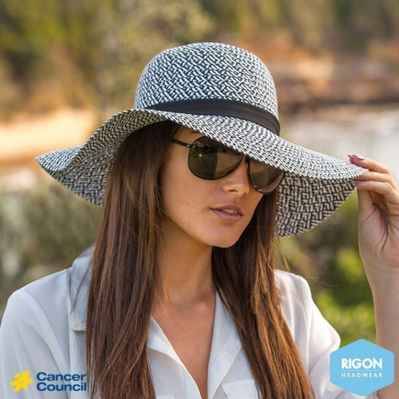 Monochrome Floppy Wide-brimmed Hat Natural Fibers - Rigon Headwear