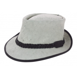 Grey Leather Trilby Fitzroy Leather Hat - Traclet