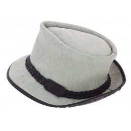 Grey Leather Fitzroy Trilby Hat - Traclet