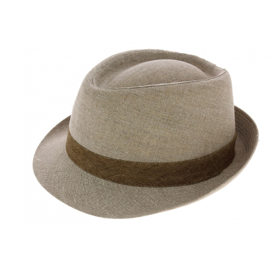 Monfortino Beige Linen Trilby Hat - Traclet