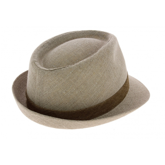 Monfortino Beige Linen Trilby Hat - Traclet