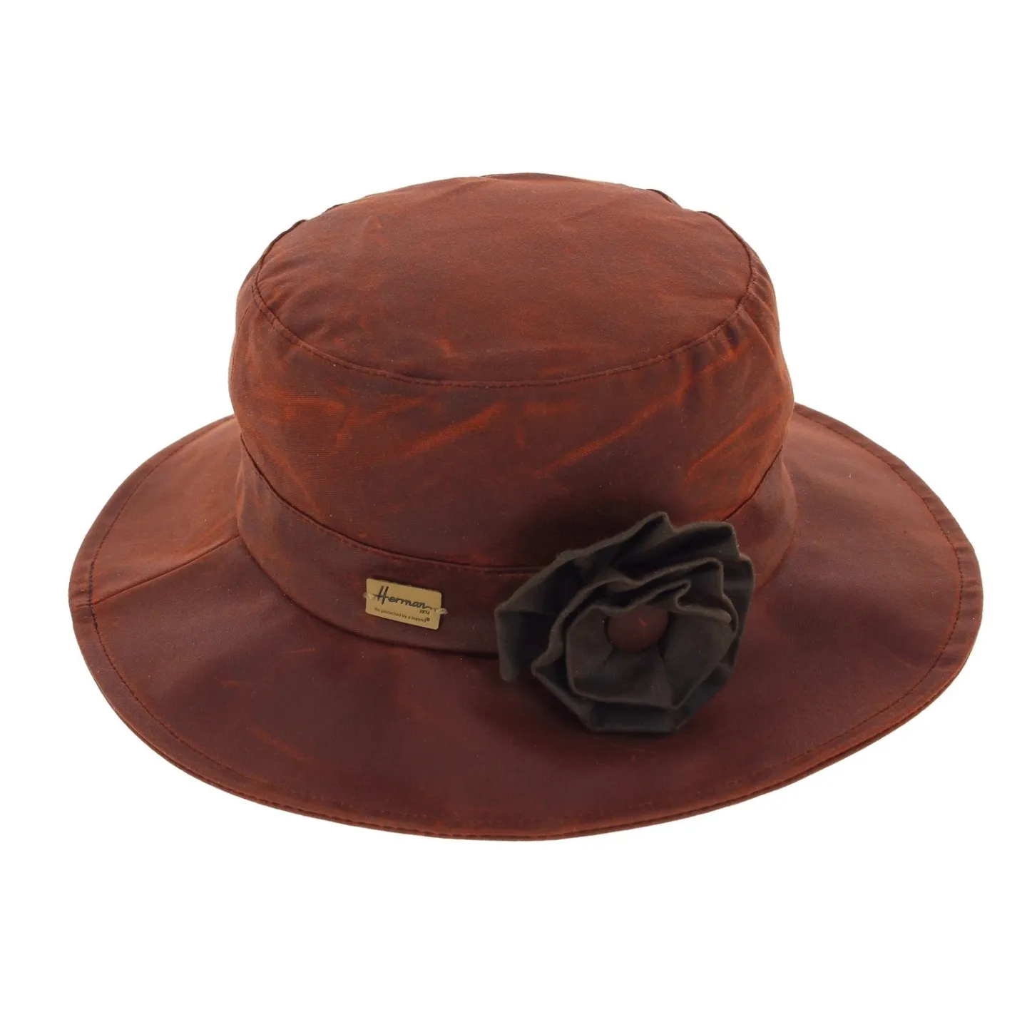 Waterproof Waxed Cotton Bucket Hat Rust - Herman Reference: 6850 | Traclet Hat Shop
