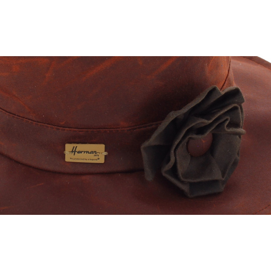 Waterproof Waxed Cotton Bucket Hat Rust - Herman