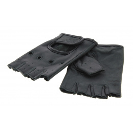 Black Leather Fingerless Gloves