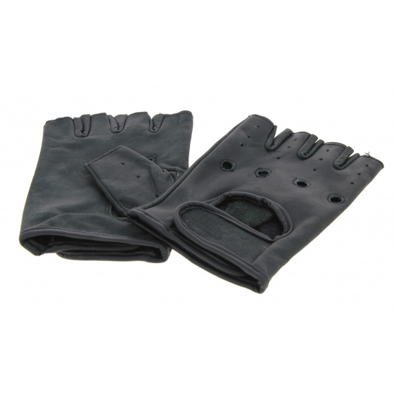 Black Leather Fingerless Gloves Black Leather Fingerless Gloves