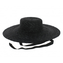 Black straw wide-brimmed hat - Saint-Tropez