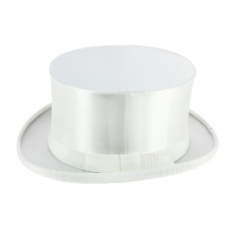 White Synthetic Silk Opera Hat - TRACLET