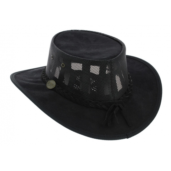 Black Foldaway Cooler Australian Hat - Barmah Black Foldaway Cooler Australian Hat - Barmah