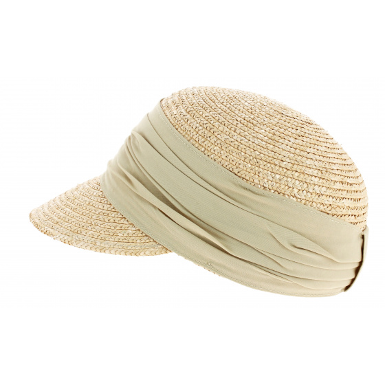 Natural Straw Cap in Linen Color - Seeberger