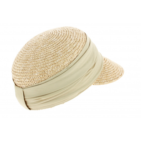 Natural Straw Cap in Linen Color - Seeberger