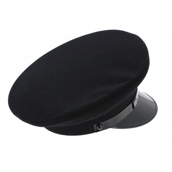 Black Wool Chauffeur Cap - Traclet