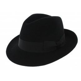 Black Wool Felt Fedora Hat Costello - Traclet