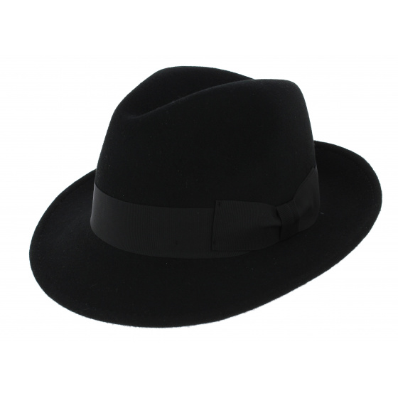 Black Wool Felt Fedora Hat Costello - Traclet