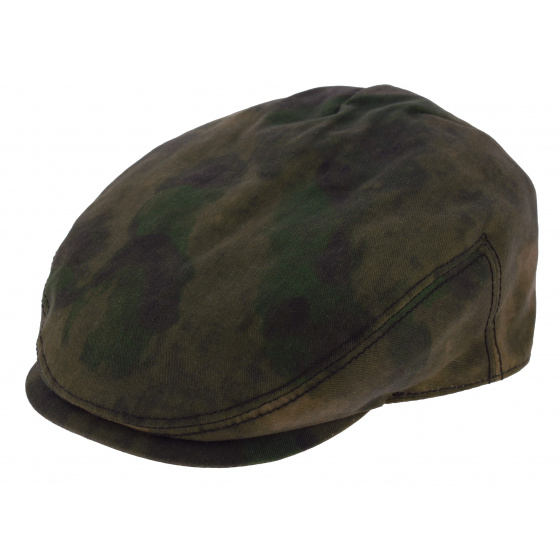 Kent Camouflage Waxed Cotton Flat Cap - Stetson