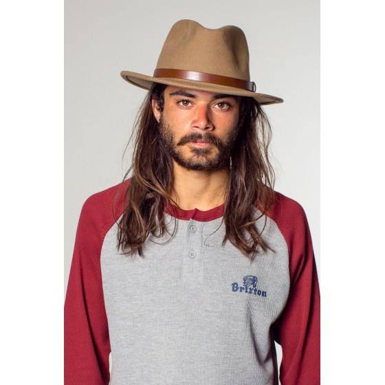 Camel Wool Felt Messer Fedora Hat - Brixton
