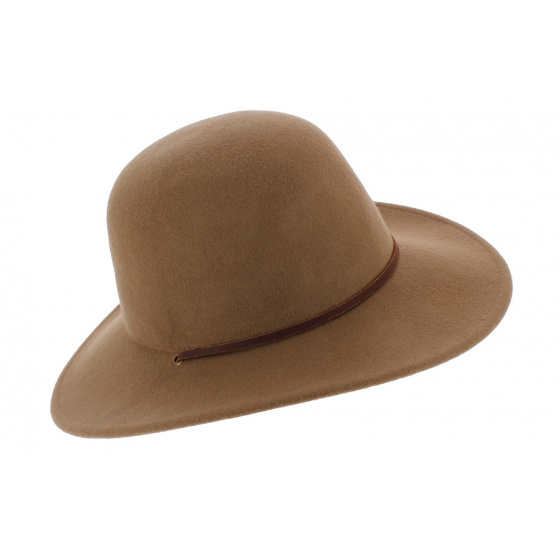 Camel Wool Felt Tiller Wide Brim Hat - Brixton