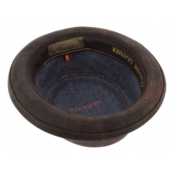 Chapeau Porkpie Portland Pigskin Marron - Stetson Chapeau Porkpie Portland Pigskin Marron - Stetson