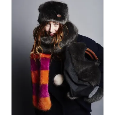 Black Acrylic Faux Fur Neck Warmer - Barts Reference: 7138 | Traclet Hat Shop