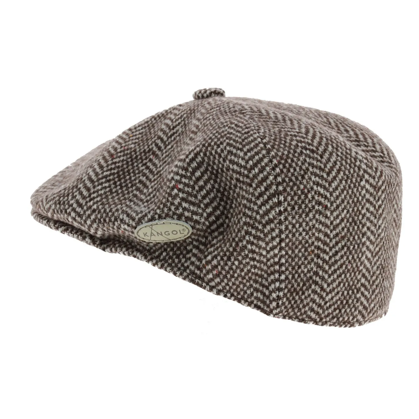 Casquette béret Wool Herringbone - Kangol-Marron Reference : 7170 | Chapellerie Traclet