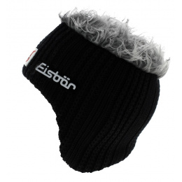 Black Wool Ear Flap Beanie Gisbert - Eisbär