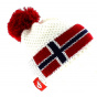 Le Drapo Pompon Norvege White Hat Red
