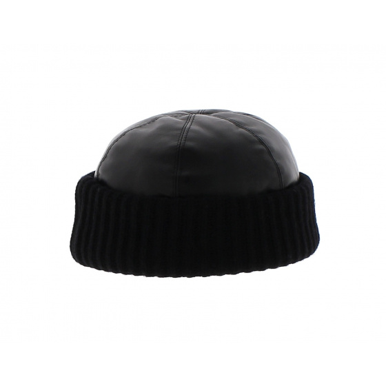 Wool and leather miki beanie
