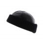 Wool and leather miki beanie