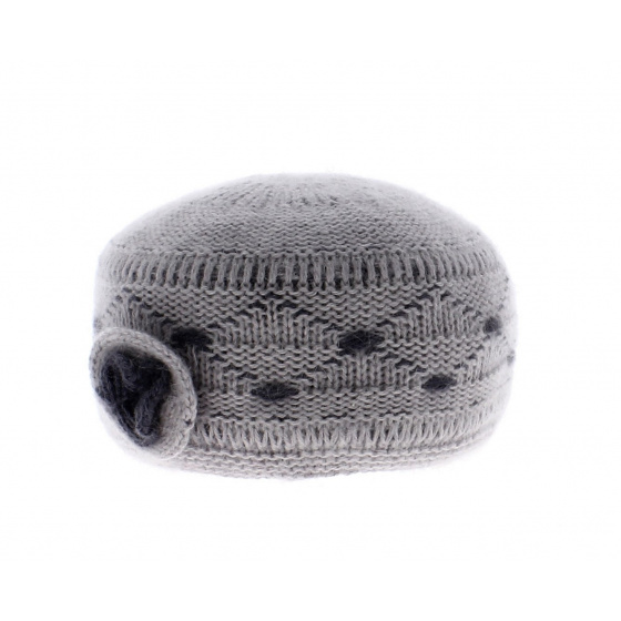 Ariane-Angora Grey angora knit beanie
