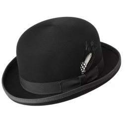 Black Felt Derby Bowler Hat - Bailey