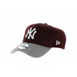 NY Yankees Baseball Cap - New Era MLB Heather Visor - Burgundy-Gray