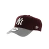 Casquette Baseball-Homme-Femme-New-York MLB Heather Visor-New Era-Traclet-Bordeaux-Visiere-Gris Reference : 7304 | Chapellerie T