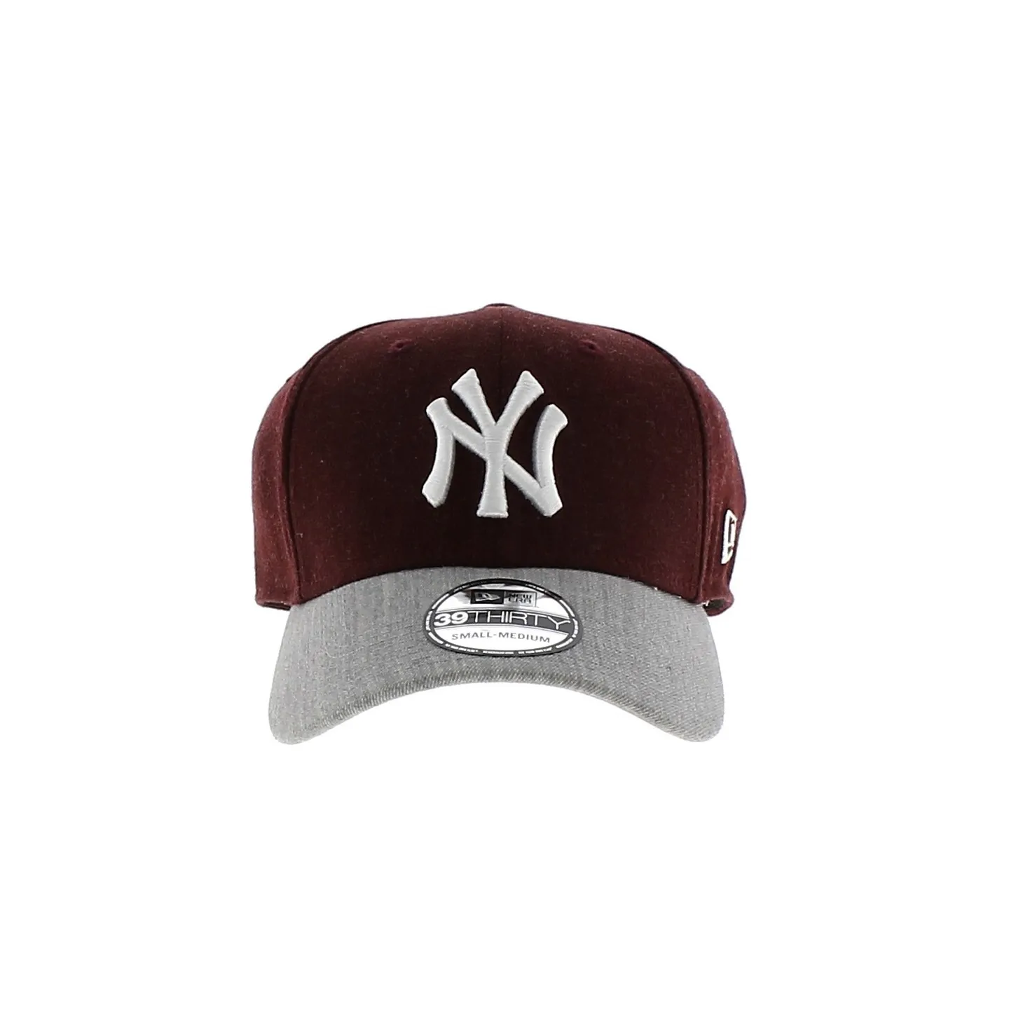 Casquette Baseball-Homme-Femme-New-York MLB Heather Visor-New Era-Traclet-Bordeaux-Visiere-Gris Reference : 7304 | Chapellerie T
