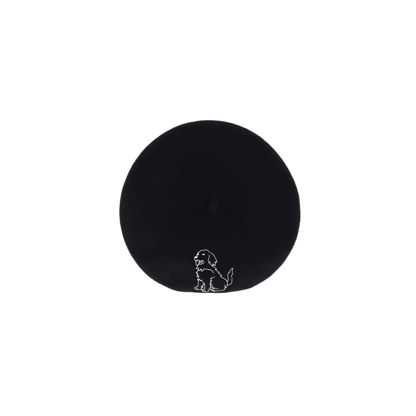 Beret femme en Laine broderie chien Fantaisie-Chapellerie Traclet -Noir Reference : 7315 | Chapellerie Traclet