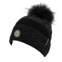 Two-Tone Black Silver Luxy Fur Pompom Beanie - Kristo