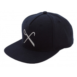 Navy Wool Hard Graft Flat Snapback Cap King Apparel