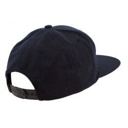 Navy Wool Hard Graft Flat Snapback Cap King Apparel