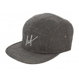 HUF Grey Script Strapback Flat Cap