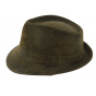 Khaki Leather Trilby Hat - Traclet
