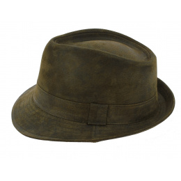 Trilby hat brown leather