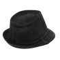 Black Leather Trilby Hat
