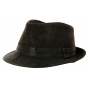 Brown Leather Trilby Hat