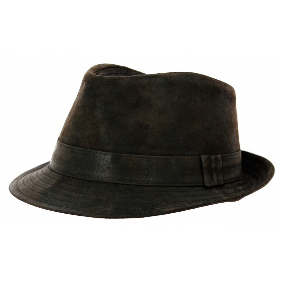 Chapeau Trilby Cuir Marron