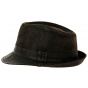 Brown Leather Trilby Hat