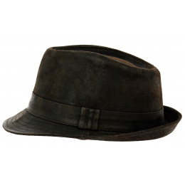 Chapeau trilby cuir marron